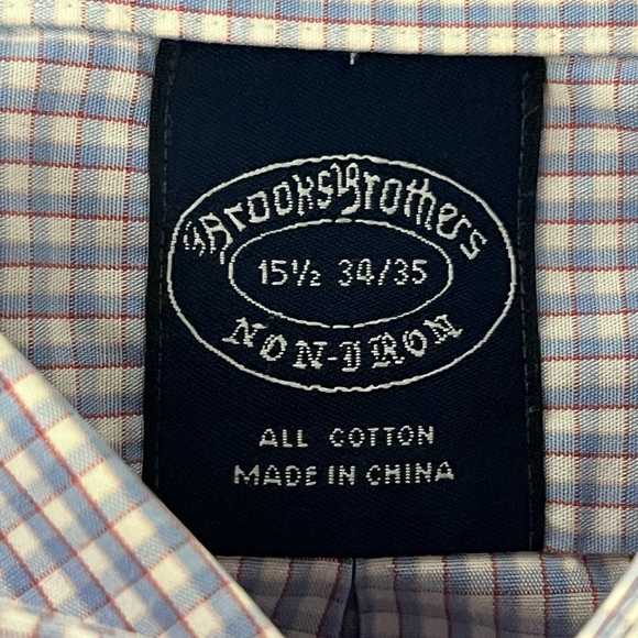 Brooks Brothers Men’s Non-Iron Supima Cotton Shirt 15.5 34 – Multicolor Gingham - Picture 9 of 11